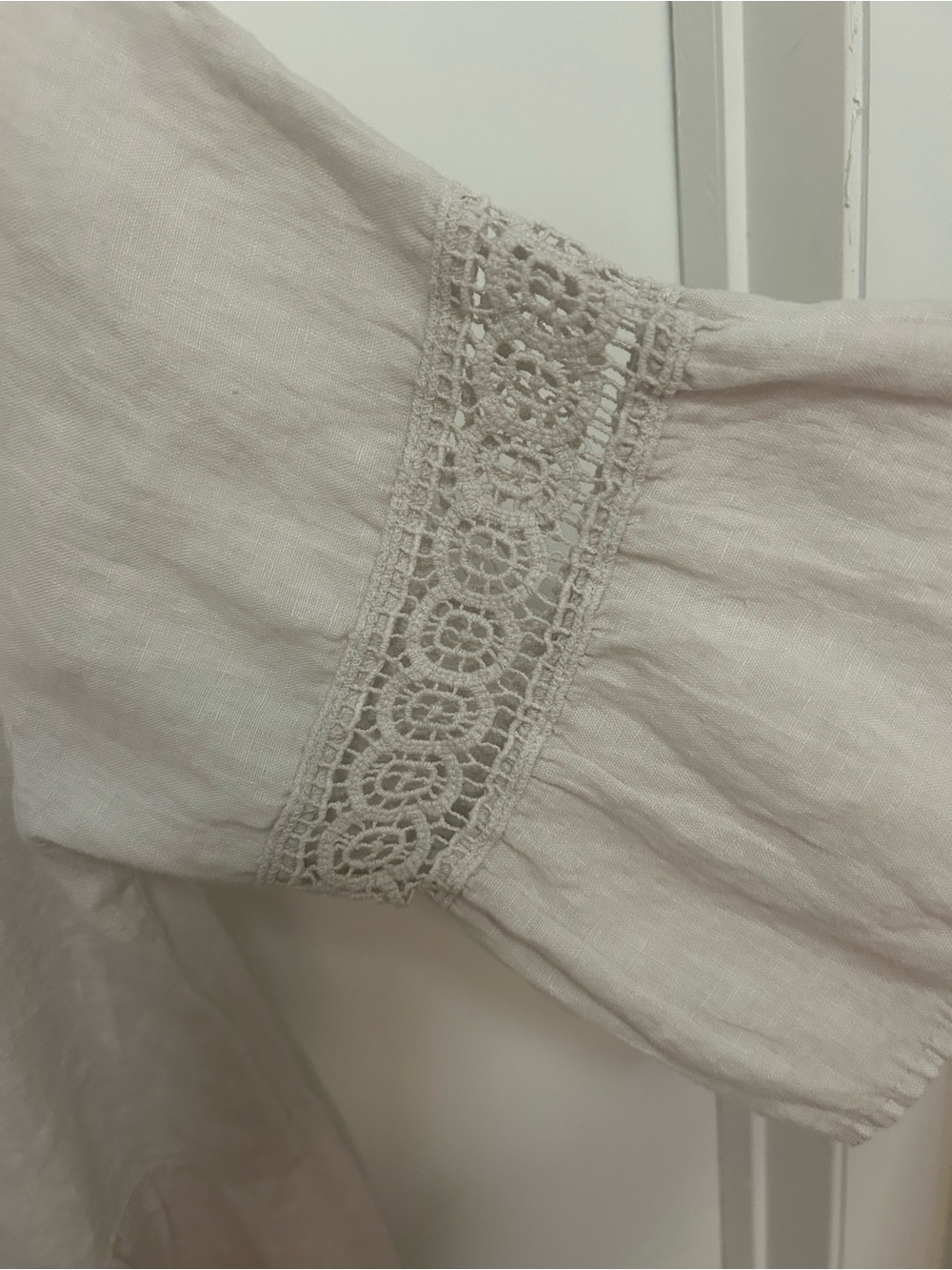 Boho Linen Peasant Dress - Light Beige - Picture 2 of 8